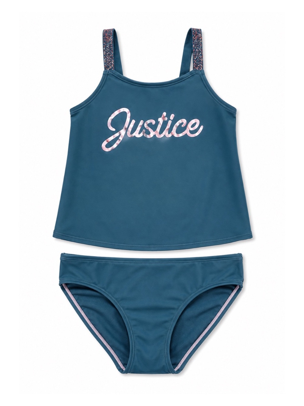 Justice Gray & Pink 2-Piece Tankini Swimsuit Set Size 12